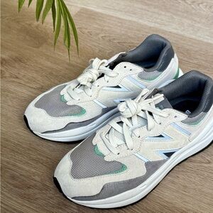 New Balance + Figs  Gray Sneakers with Green Accents